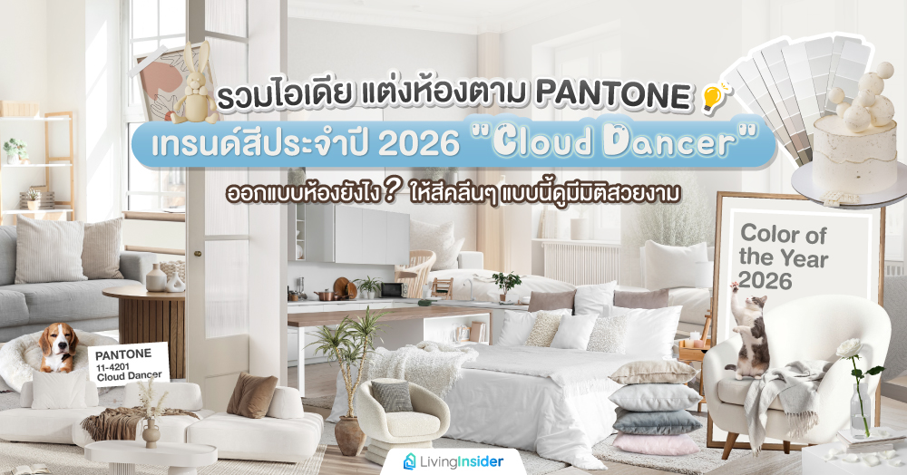 รวมไอเดีย แต่งห้องตาม PANTONE  เทรนด์สีประจำปี 2026 “Cloud Dancer”  ออกแบบห้องยังไง? ให้สีคลีนๆ...