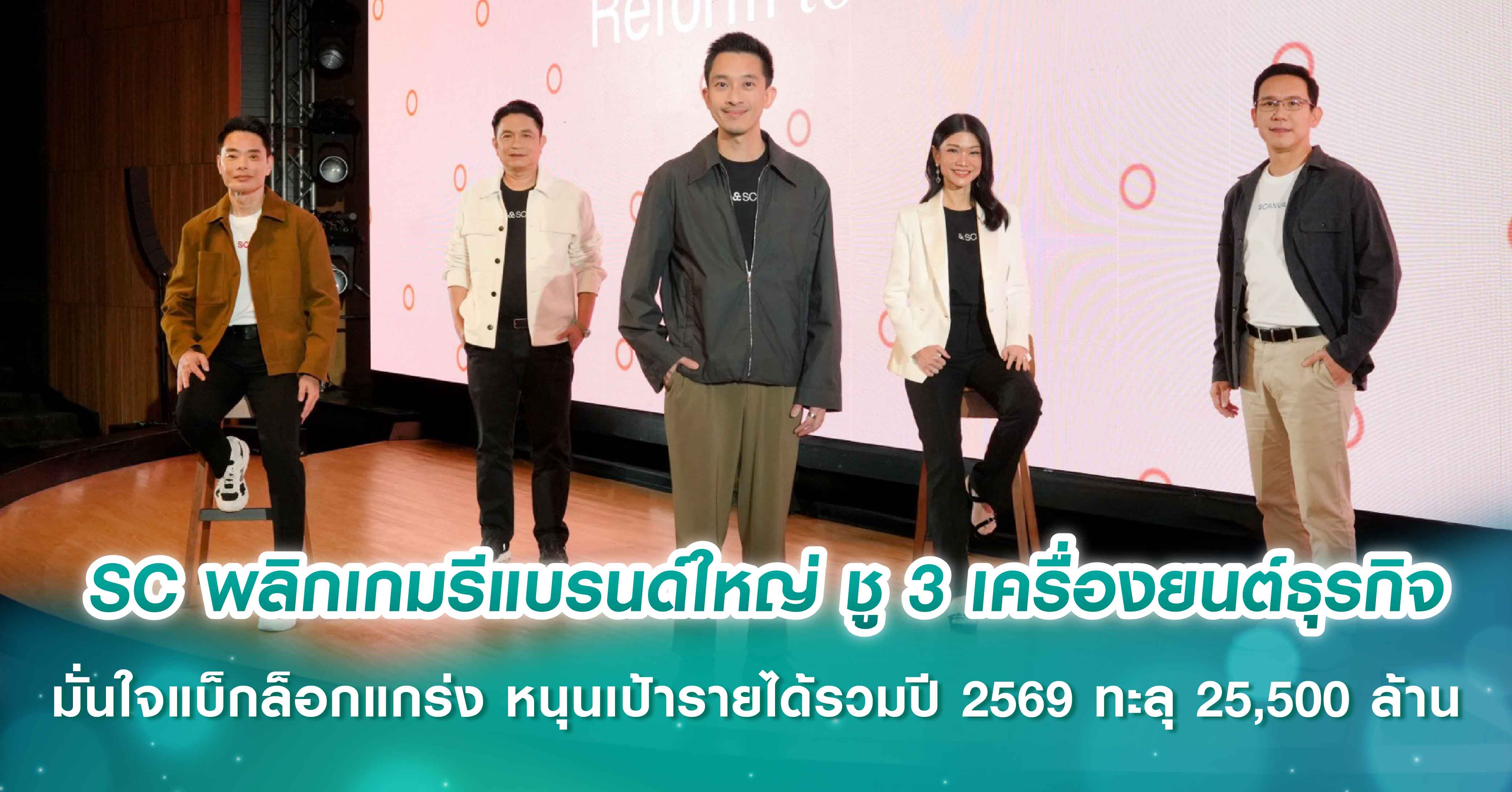 SC พลิกเกมรีแบรนด์ใหญ่ “มากกว่าที่อยู่อาศัย” ชู 3 เครื่องยนต์ธุรกิจ  ดันสัดส่วนกำไรจากธุรกิจนอกที่อยู่อาศัยเกิน 30% ปี 2573 และมั่นใจแบ็กล็อกแกร่ง หนุนเป้ารายได้รวมปี 2569 ทะลุ 25,500 ล้าน