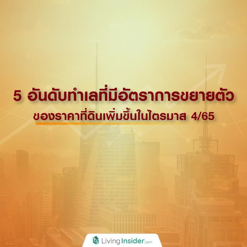 เปิด 5 อันดับทำเลที่มีอัตราการขยายตัวของราคาที่ดินเพิ่มขึ้นในไตรมาส 4/65