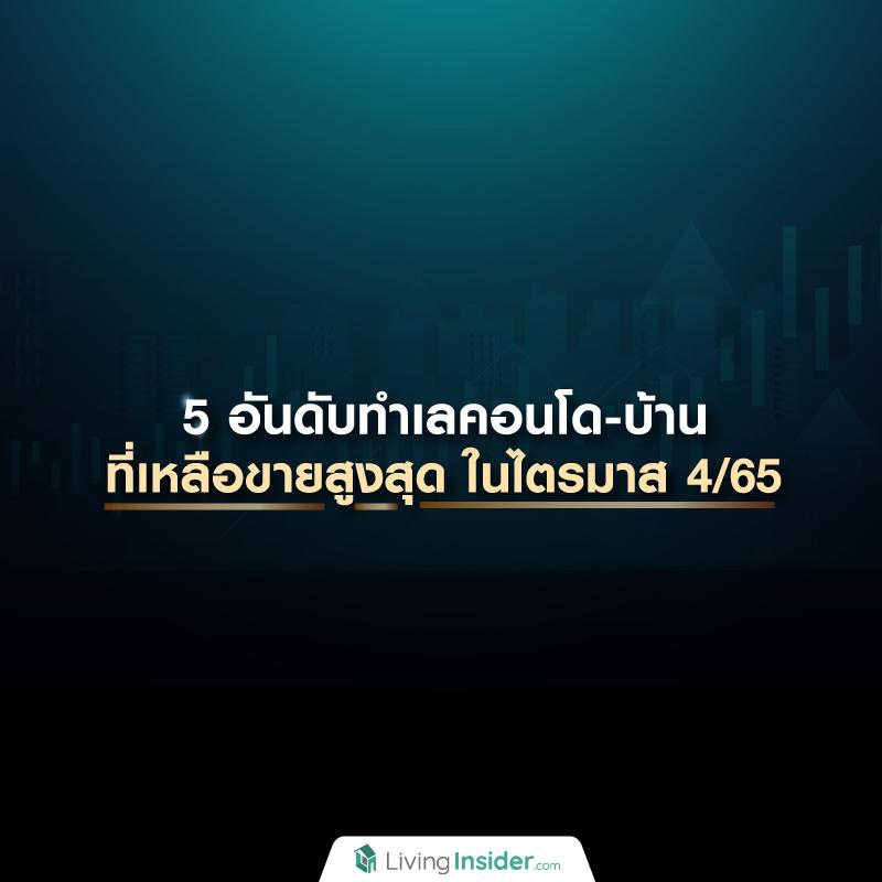 5 อันดับทำเลคอนโด-บ้าน เหลือขายสูงสุด ไตรมาส 4/65