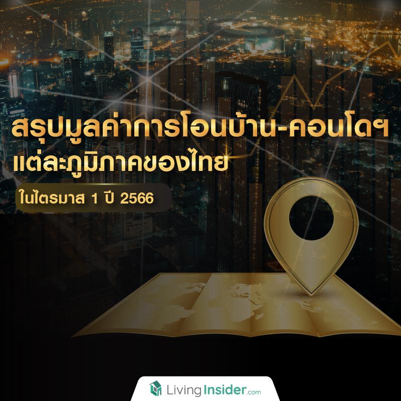 สรุปมูลค่าการโอนบ้าน-คอนโดฯ แต่ละภูมิภาคของประเทศไทย ในไตรมาส 1 ปี 2566
