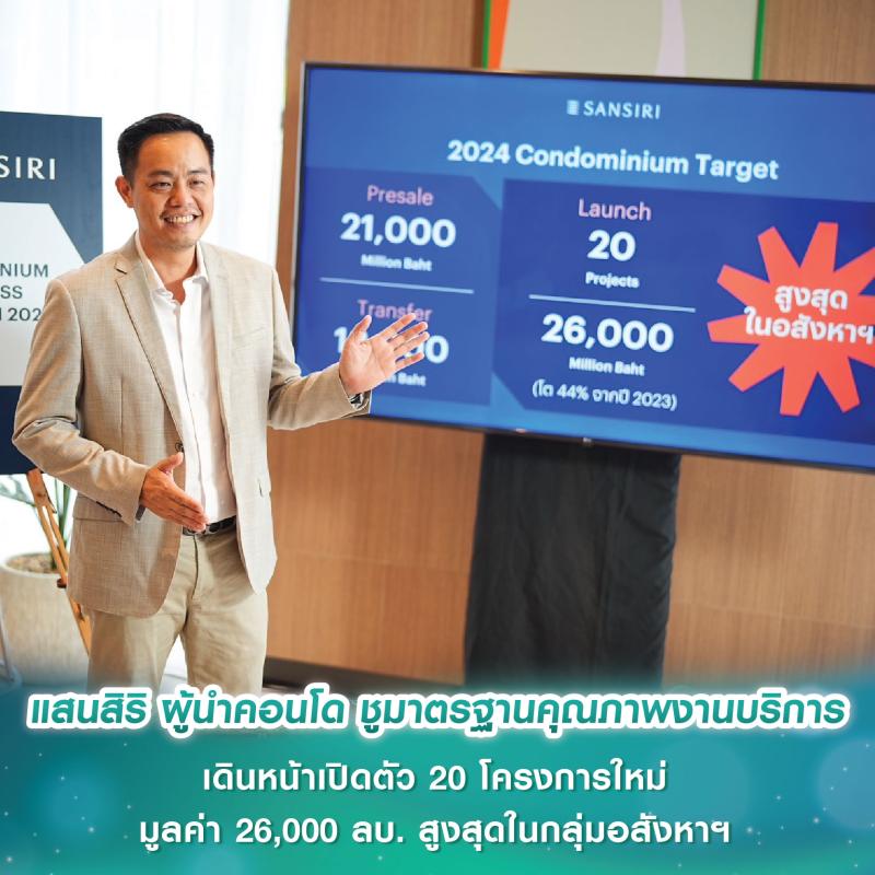 แสนสิริ ผู้นำคอนโด ชูมาตรฐานคุณภาพงานบริการ เดินหน้าเปิดตัวโครงการมูลค่า 26,000 ลบ. สูงสุดในกลุ่มอสังหาฯ