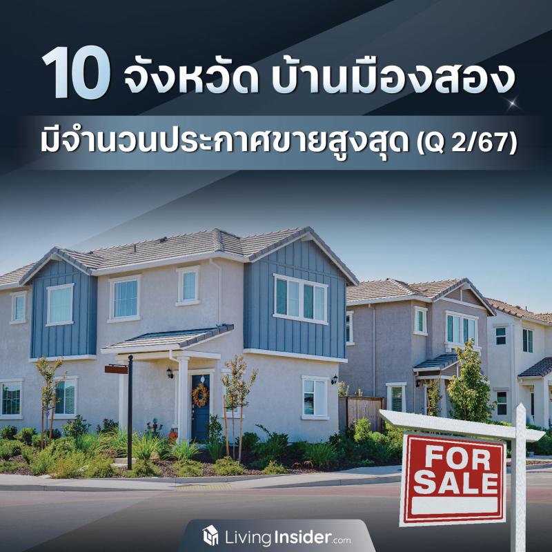 10 จังหวัด บ้านมือสอง มีจำนวนประกาศขายสูงสุด ในไตรมาส 2 ปี 2567