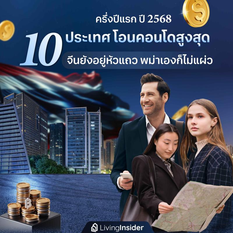 10 ประเทศ ต่างชาติโอนคอนโดสูงสุด ในครึ่งปีแรก 2568