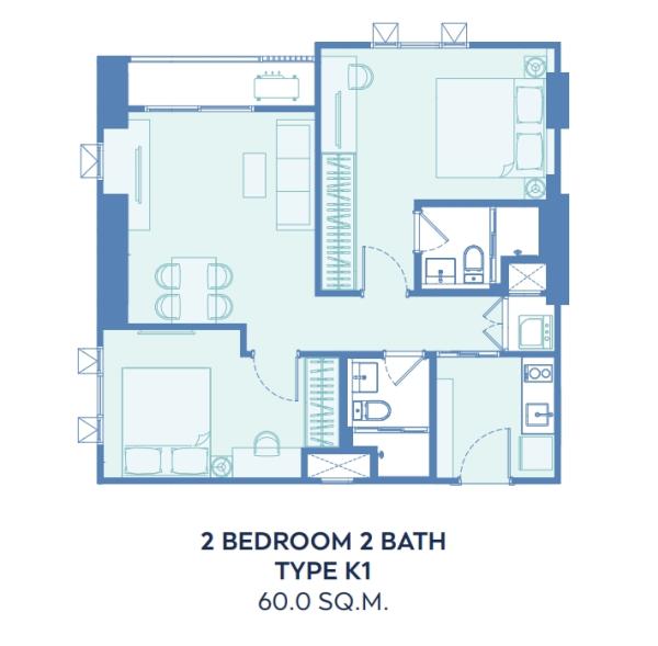 Selling down payment Aspire vibha victory 2 beds, rare size, VVIP area