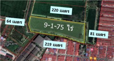 For SaleLandMahachai Samut Sakhon : Land for sale, Krathum Baen, Samut Sakhon, 9 rai 1 ngan 75 square wa, purple layout, suitable for factories, warehouses