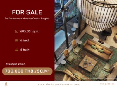 For SaleCondoWongwianyai, Charoennakor : ✨Sell!!! Beautiful condo ✨ The Residences at Mandarin Oriental Bangkok, next to ICONSIAM, 6 bedrooms, size 605.05 sq m, starting price 700,000 baht / sq m*, ready to move in 🏢