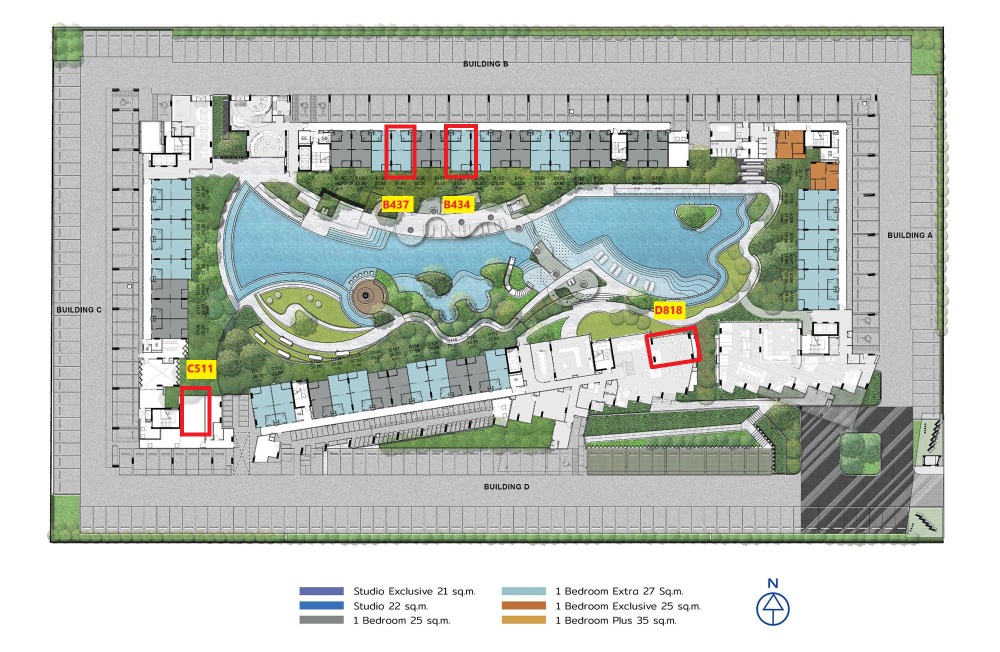 Sale DownCondoPathum Thani,Rangsit, Thammasat : Kave Colony, pool view rooms, 3-5 floors, all sizes, many positions
