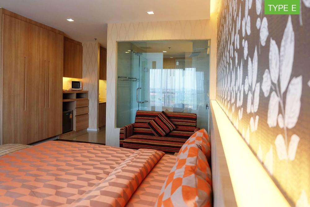 For RentCondoKhon Kaen : K1229 For rent, Kanyarat Lake View Condominium, Khon Kaen Rim Bueng Kaen Nakhon. Central location, studio room, 32 sq m, typeE