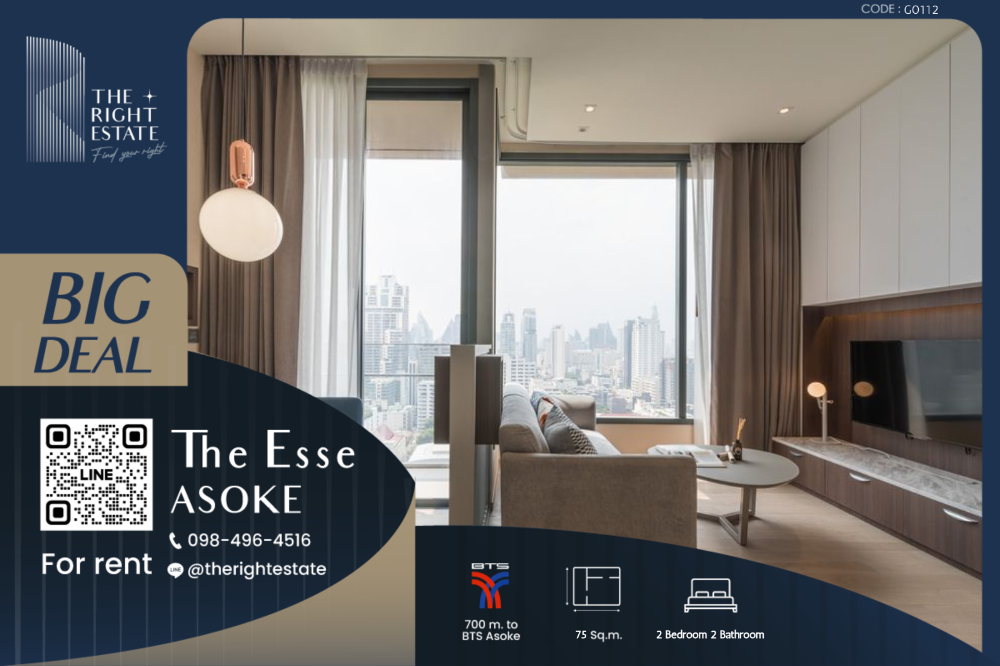For RentCondoSukhumvit, Asoke, Thonglor : 🌿 The Esse Asoke 🌿 Nice room nice view 🛏 2 Bed 2 Bath 75 sq.m, Price negotiable!!! - Close to BTS Asoke