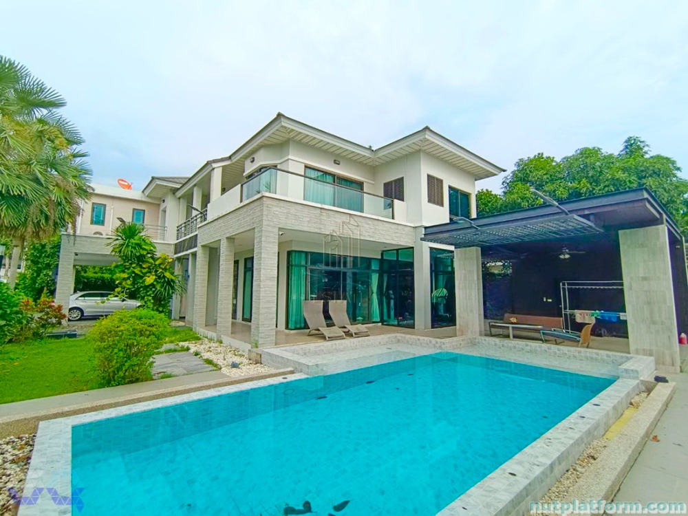 For RentHousePathum Thani,Rangsit, Thammasat : For Rent Lux Mension Rangsit Prathumtani Lake Pool Villa Negotiable 5Bed 5Bath 4Parking