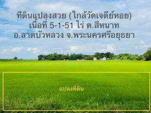 For SaleLandAyutthaya : beautiful plot of land for sale (Near Chedi Hoi Temple) Area 5-1-51 Rai, Sihanat Subdistrict, Lat Bua Luang District, Phra Nakhon Si Ayutthaya Province
