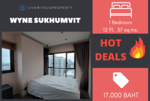 For RentCondoOnnut, Udomsuk : Quick rent!! Very good price, corner room, city view, very beautiful decoration, WYNE Sukhumvit