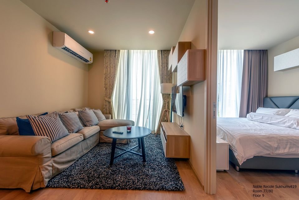 For RentCondoSukhumvit, Asoke, Thonglor : NB126_P NOBLE RECOLE SUKHUMVIT 19 **Condo in the heart of the city, very beautiful room, fully furnished, ready to move in** Convenient transportation near BTS