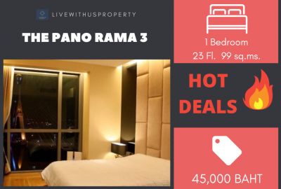 For RentCondoRama3 (Riverside),Satupadit : Quick rent!! Very good price, high floor, beautiful view, very beautiful decoration, The Pano Rama 3