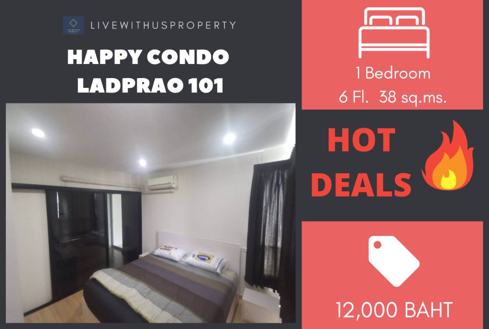For RentCondoLadprao101, Happy Land, The Mall Bang Kapi : Quick rent!! Very good price, very nicely decorated room, Happy Condo Ladprao 101