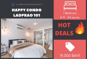 For RentCondoLadprao101, Happy Land, The Mall Bang Kapi : Quick rent!! Very good price, very nicely decorated room, Happy Condo Ladprao 101