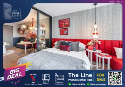 For SaleCondoLadprao, Central Ladprao : 🌿THE LINE Phahonyothin Park🌿 Nice room Nice decoration 🛏 1 Bed 34 sq.m, - Close to BTS Ha Yaek Lat Phrao