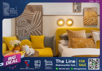 For SaleCondoLadprao, Central Ladprao : 🌿THE LINE Phahonyothin Park🌿 Nice room beautiful decoration - 1 Bed 36 sq.m. - close to BTS Ha Yaek Lat Phrao