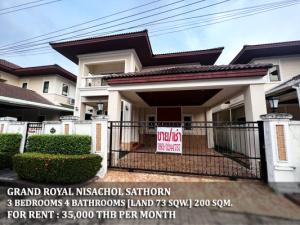 For RentHouseEakachai, Bang Bon : FOR RENT GRAND ROYAL NISACHOL SATHORN / 3 beds 4 baths / 73 Sqw. **35,000** Beautiful house with thai classic decorated. Fully furnished. CLOSE TO BTS WUTTAKAT