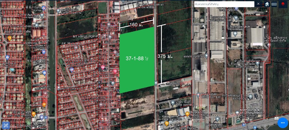 ขายที่ดินปทุมธานี รังสิต ธรรมศาสตร์ : ขายที่ดินสวย รังสิต-นครนายก 37.5ไร่