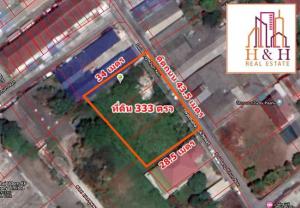 For SaleLandPinklao, Charansanitwong : Land for sale in Bang Khun Non, Soi 29, 333 sq m, near Chaloem Phrakiat Park, 80th Birthday Anniversary, Chao Am Temple.