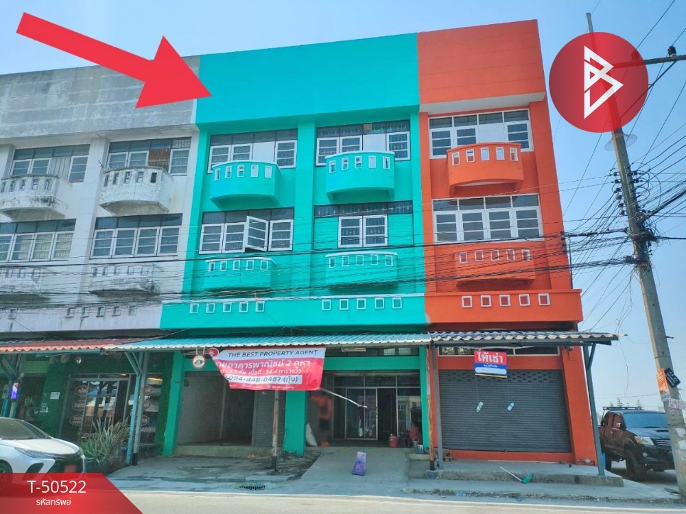 For SaleShophouseChachoengsao : Quick sale of commercial buildings, 2 booths, 3 and a half floors, Sri Thep Thai Village, Bang Pakong, Chachoengsao.