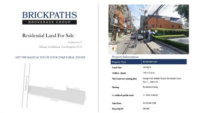 For SaleLandSukhumvit, Asoke, Thonglor : Land for sale with buildings and a two-storey shophouse with tenants, prime location, Sukhumvit 22.