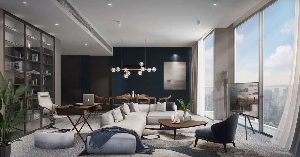For SaleCondoSathorn, Narathiwat : Tait 12, 2-BR, 104.5sqm, 15.5-meter floor-to-ceiling glass walls, cheapest price!