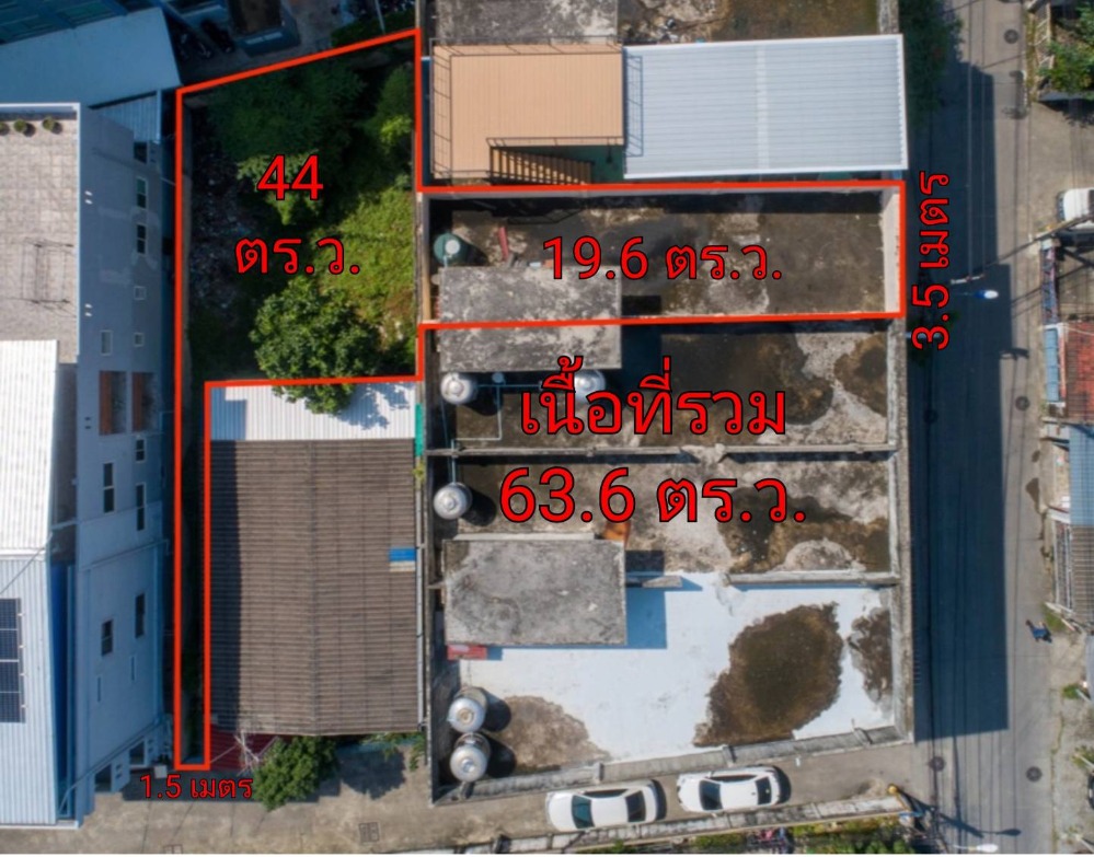 For SaleShophouseSamut Prakan,Samrong : Big area to build another house!! Commercial building for sale with vacant land, total area of ​​63.6 sq.w. Samrong Nuea 7, Sukhumvit 113 connecting Bearing Road.
