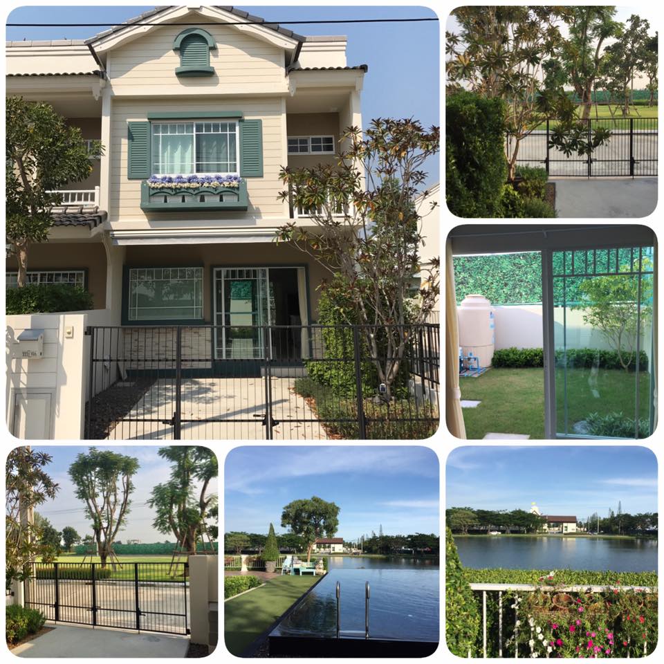 ขายบ้านสมุทรปราการ สำโรง : โครงการ Villaggio บางนา ทาวน์โฮม 2 ชั้น ห้องมุม วิวสวนสาธารณะ ตกแต่งพร้อมอยู่ เนื้อที่ 21.7 ตารางวา เฟอร์ พร้อม