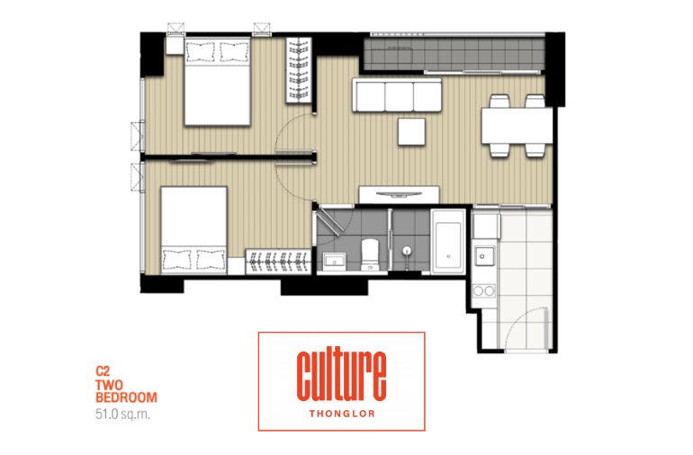 Sale DownCondoSukhumvit, Asoke, Thonglor : [Rare unit🔥] Culture Thonglor, 2 bedrooms, Simplex, 17th floor - have both positions