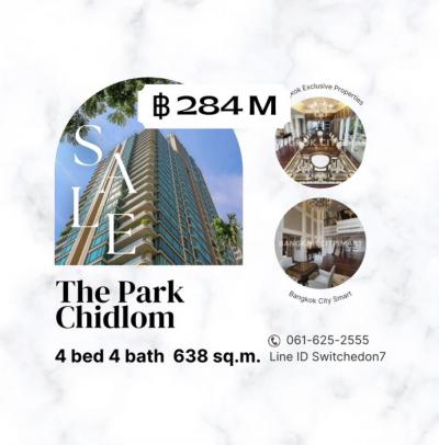 ขายคอนโดวิทยุ ชิดลม หลังสวน : ⚜️The Park Chidlom⚜️4 bed  4 bath☎️061-625-2555