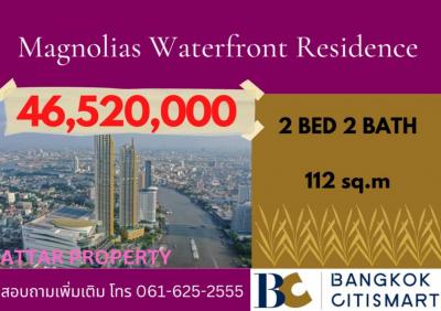 For SaleCondoWongwianyai, Charoennakor : Next to Iconsiam by the Chao Phraya River! Magnolias waterfront residences 2 bed 2 bath ☎️061-625-2555