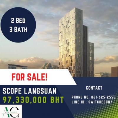 For SaleCondoWitthayu, Chidlom, Langsuan, Ploenchit : SUPERLUXURY👑 SCOPE Langsuan 2 bed 3 bath ☎️061-625-2555