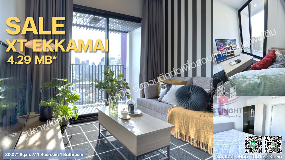 For SaleCondoSukhumvit, Asoke, Thonglor : New room for sale, XT Ekkamai, 1 bedroom, 1 bathroom, 30.07 sq m.* Price is only 4.29 MB, including all expenses. There are no other expenses