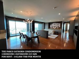 For RentCondoRama3 (Riverside),Satupadit : FOR RENT THE PARCO SATHORN CONDOMINIUM / 4 beds 4 baths / 225 Sqm. **145,000** Beautiful penthouse with Amazing city view. Fully furnished. CLOSE TO CENTRAL PLAZA RAMA 3