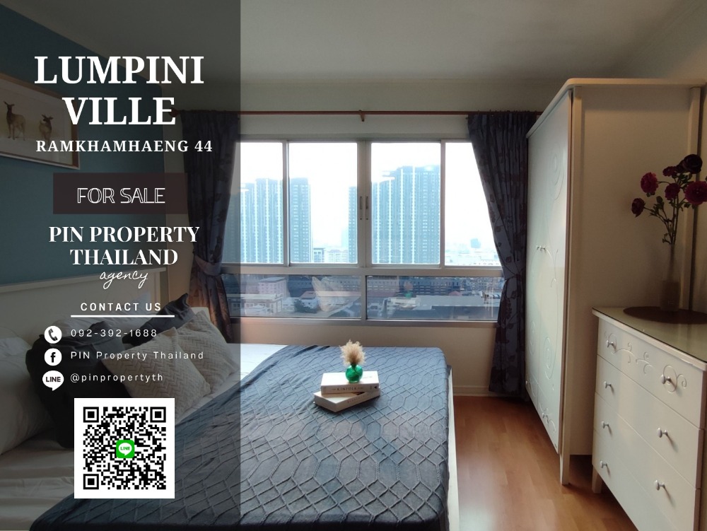 For SaleCondoRamkhamhaeng, Hua Mak : ◦°•♛•°◦ S00037 Condo for sale, Lumpini Ville Ramkhamhaeng 44, sell below market price, beautiful room, high floor, unblocked view, good condition, ready to move in, call 092-392-1688 (Pui)