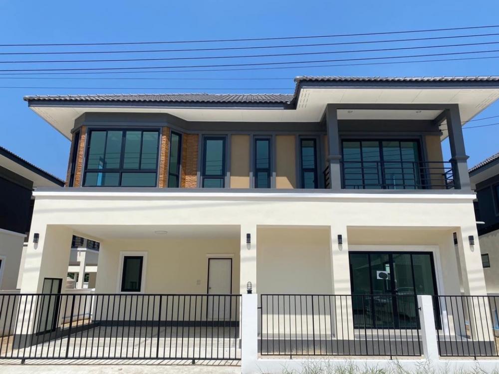 For RentHousePathum Thani,Rangsit, Thammasat : Sell and rent a single house, Pathum Thani zone, new house ✨✨Phiphaphon Grand 5 project ✨✨ -Near the motorway future park Next to the main road - Area 50 square meters, usable area 181 square meters -4 bathrooms, 3 bathrooms, 2 parking spaces