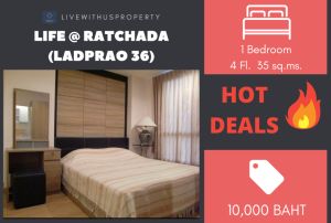 For RentCondoChokchai 4, Ladprao 71, Ladprao 48, : Urgent rent!! Very good price, very beautiful decorated room, Life @ Ratchada (Ladprao 36)