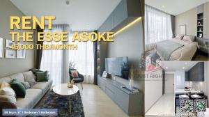 For RentCondoSukhumvit, Asoke, Thonglor : For rent, The Esse Asoke, 48 sq.m., 39th floor, 1 bedroom, 1 bathroom, newly renovated, Minimal Luxury, complete electrical appliances, only 45,000/month, 1 year contract only