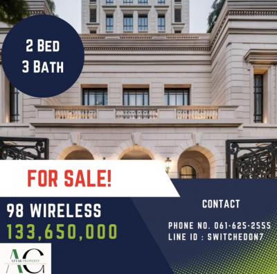 For SaleCondoWitthayu, Chidlom, Langsuan, Ploenchit : Garden view 98 Wireless 2 bed 3 bath☎️061-625-2555