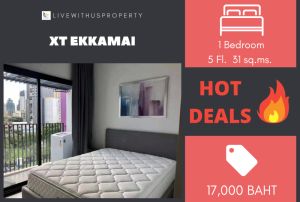 For RentCondoSukhumvit, Asoke, Thonglor : Urgent rent!! Very good price, very nice decorated room, XT Ekkamai