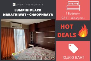 For RentCondoRama3 (Riverside),Satupadit : Urgent rent!! Very good price, high floor, river view, pool view, very beautiful decoration, Lumpini Place Narathiwat - Chaophraya