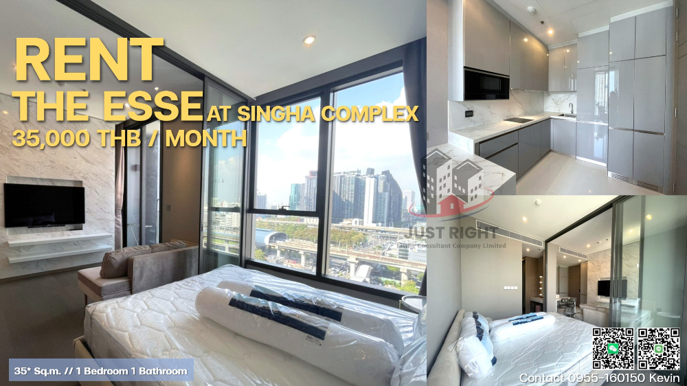For RentCondoRama9, Petchburi, RCA : The Esse at Singha Complex, 1 bedroom, 1 bathroom, 35* sq m, 15+ floor, fully furnished room. Ready to move in, only 35,000/month, 1 year contract only