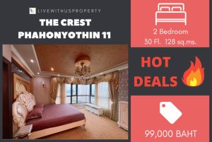 For RentCondoAri,Anusaowaree : Urgent rent!! Cheapest on the web, high floor, beautiful view, very beautiful decoration, The Crest Phahonyothin 11