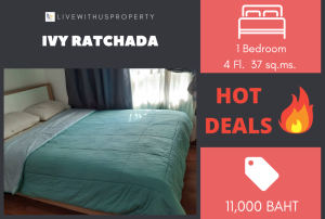 For RentCondoRatchadapisek, Huaikwang, Suttisan : Urgent rent!! Cheapest on the web, swimming pool view. Very beautiful decorated room, Ivy Ratchada