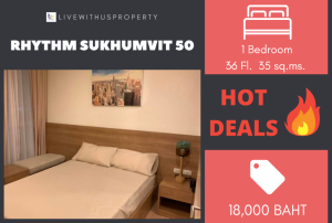 For RentCondoOnnut, Udomsuk : Urgent rent!! Very good price, high floor, view of Chao Phraya River and BTS, very beautiful decoration, Rhythm Sukhumvit 50
