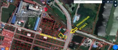 For SaleLandBangna, Bearing, Lasalle : Land for sale, area 267.3 square wa (2 plots), at the entrance of Soi Nawamin 16, Abac Bangna Road, good location, cheap price