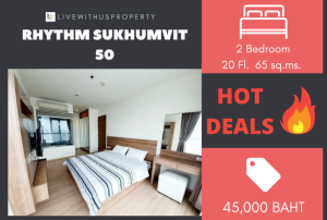 For RentCondoOnnut, Udomsuk : Urgent rent!! Very good price, high floor, beautiful view, very beautiful decoration, Rhythm Sukhumvit 50